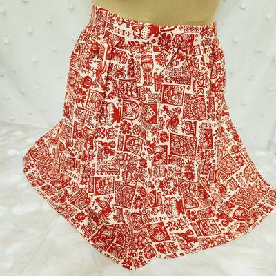 VINTAGE HEART & ROOSTERS WAIST APRON