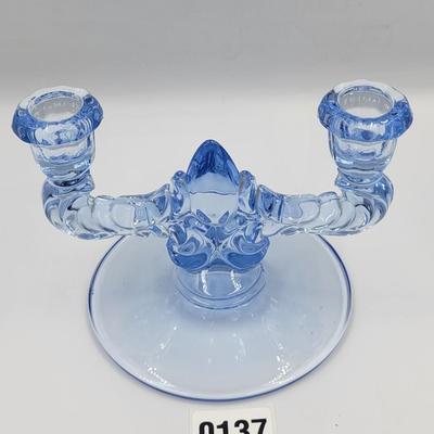 Vintage Aqua Blue Candle Holder # 2