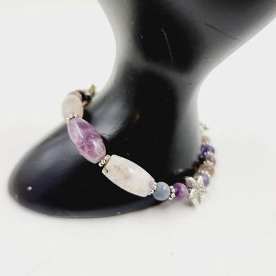 CUTE AMETHYST BEADED STARFISH BRACELET