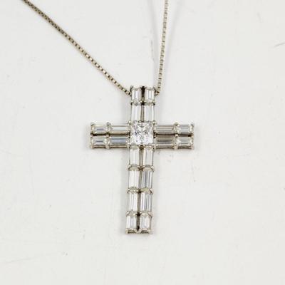 . 925 SILVER & CUBIC ZIRCONIA LAYERED CROSS PENDANT
