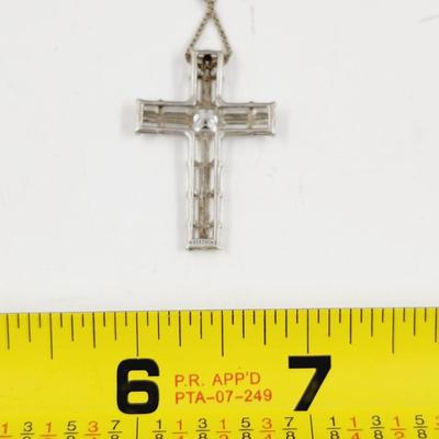 . 925 SILVER & CUBIC ZIRCONIA LAYERED CROSS PENDANT
