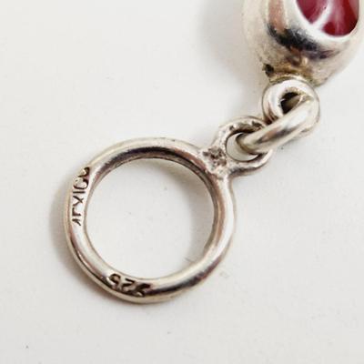 BEAUTIFUL .925 SILVER RED TURQUOISE INLAID BRACELET