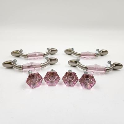 BEAUTIFUL PINK & METAL CABINET / DRESSER HANDLES