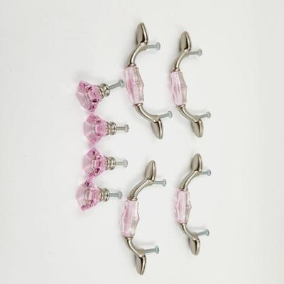 BEAUTIFUL PINK & METAL CABINET / DRESSER HANDLES