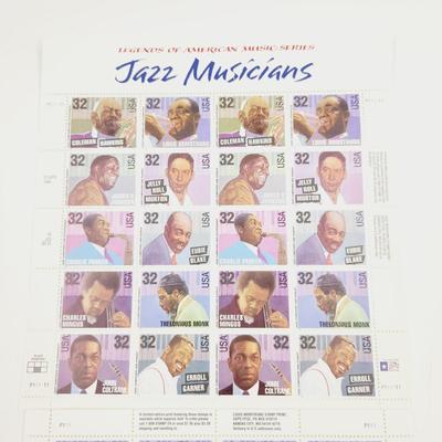 2 SHEETS - USPS COLLECTABLE STAMPS JAZZ MUSICIANS .32 CENTS