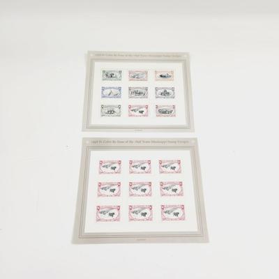 2 SHEETS - USPS STAMP COLLECTABLE 1998 BI-COLOR RE-ISSUE OF THE 1898 TRANS-MISSISSIPPI STAMP DESIGN (MULTI CENTS)