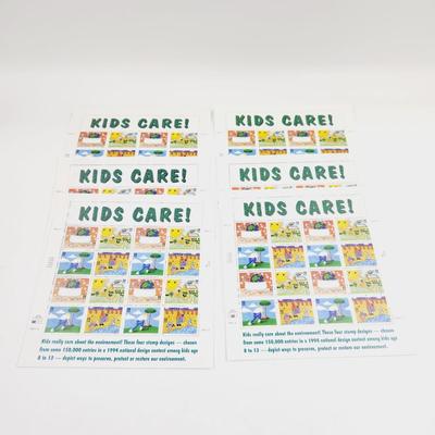 6 SHEETS USPS STAMP COLLECTABLE 1994 KIDS CARE .32 CENTS