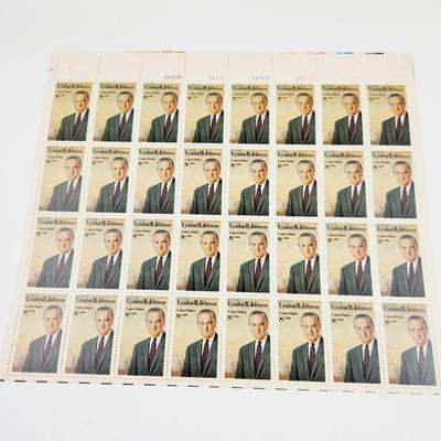 4 SHEETS - 4 SHEETS OF 12 USPS STAMP COLLECTABLE LYNDON B. JOHNSON .8 CENTS