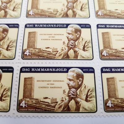 2 SHEETS - USPS STAMP COLLECTABLE DAG HAMMARSKJOLD UNITED NATIONS .04 CENTS