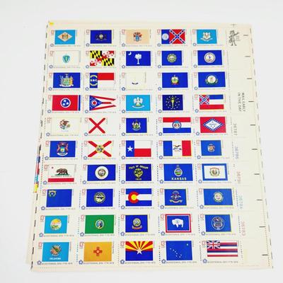 9 SHEETS - USPS STAMP COLLECTABLE BICENTENNIAL STATE FLAGS .13 CENTS