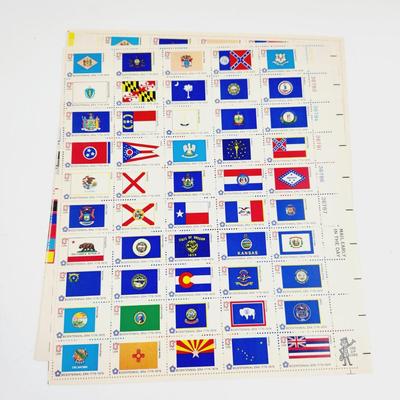 9 SHEETS - USPS STAMP COLLECTABLE BICENTENNIAL STATE FLAGS .13 CENTS