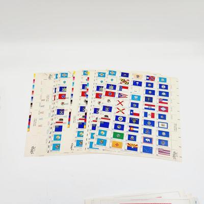 9 SHEETS - USPS STAMP COLLECTABLE BICENTENNIAL STATE FLAGS .13 CENTS