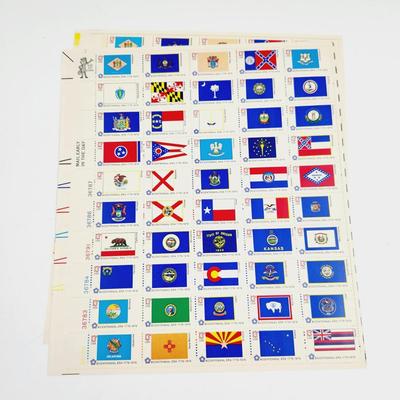 9 SHEETS - USPS STAMP COLLECTABLE BICENTENNIAL STATE FLAGS .13 CENTS