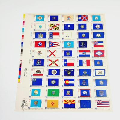 9 SHEETS - USPS STAMP COLLECTABLE BICENTENNIAL STATE FLAGS .13 CENTS