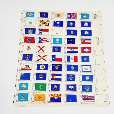 9 SHEETS - USPS STAMP COLLECTABLE BICENTENNIAL STATE FLAGS .13 CENTS