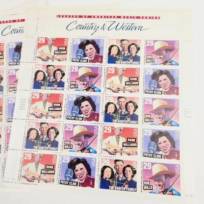 3 SHEETS - USPS STAMP COLLECTABLE COUNTRY WESTERN .29 CENTS