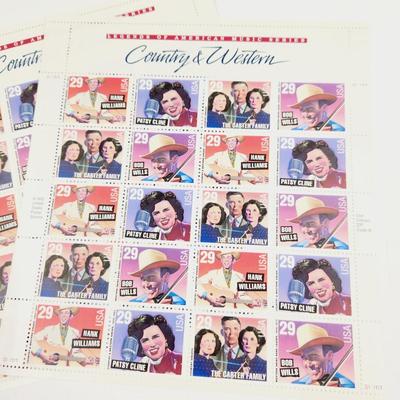 3 SHEETS - USPS STAMP COLLECTABLE COUNTRY WESTERN .29 CENTS