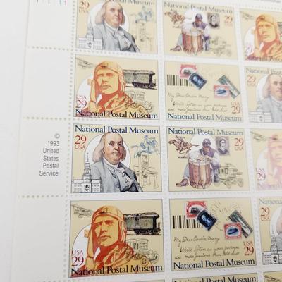 3 SHEETS - USPS STAMP COLLECTABLE NATIONAL POSTAL MUSEUM .29 CENTS