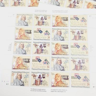 3 SHEETS - USPS STAMP COLLECTABLE NATIONAL POSTAL MUSEUM .29 CENTS