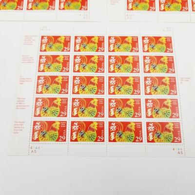 3 SHEETS - 1992 HAPPY NEW YEAR ROOSTER .29 CENTS