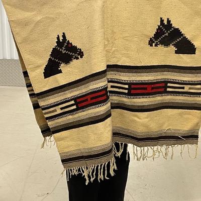Vintage authentic Native American hand-made wool poncho