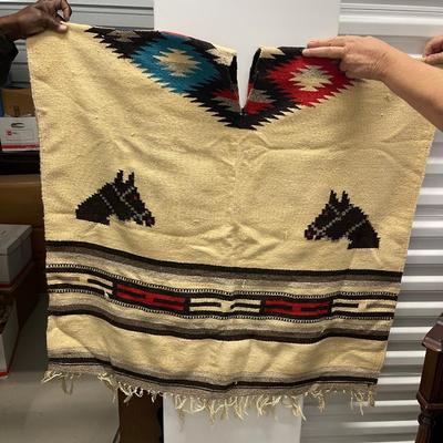 Vintage authentic Native American hand-made wool poncho