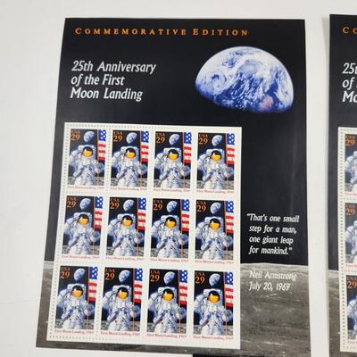 3 SHEETS - USPS STAMP COLLECTABLE - 25th ANNIVERSARY OF THE 1ST MOON LANDING .29 CENTS