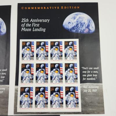 3 SHEETS - USPS STAMP COLLECTABLE - 25th ANNIVERSARY OF THE 1ST MOON LANDING .29 CENTS