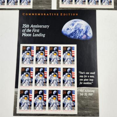 3 SHEETS - USPS STAMP COLLECTABLE - 25th ANNIVERSARY OF THE 1ST MOON LANDING .29 CENTS