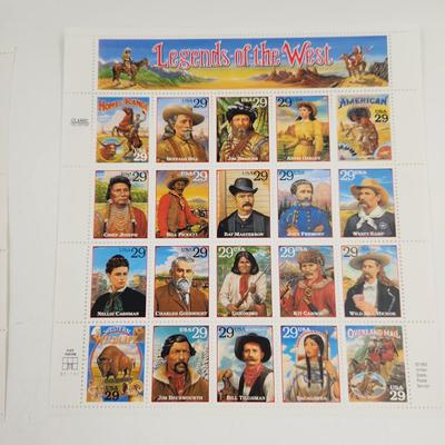 3 SHEETS - USPS STAMP COLLECTABLE LEGENDS OF THE WEST .29 cents