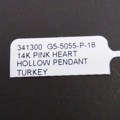 14K Pink Heart Hollow Pendant