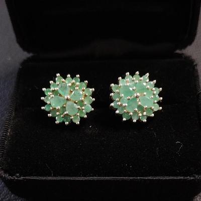 Pair of Sterling Earrings with Emeralds
