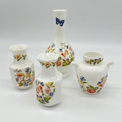 AYNSLEY ~ Cottage Garden ~ Set Of Four (4) Small / Mini Vases