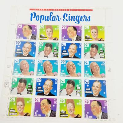 9 SHEETS - USPS STAMP COLLECTABLE POPULAR SINGERS .29 CENTS