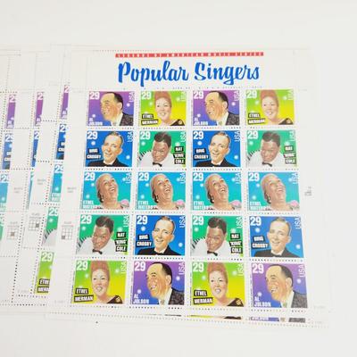 9 SHEETS - USPS STAMP COLLECTABLE POPULAR SINGERS .29 CENTS