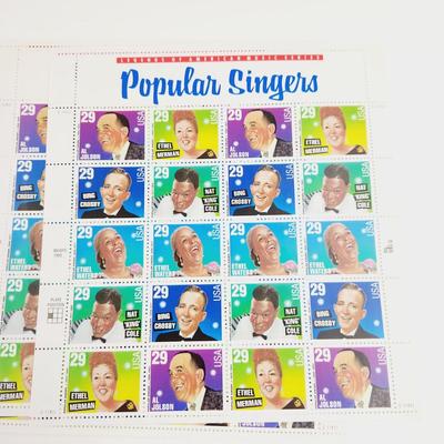 9 SHEETS - USPS STAMP COLLECTABLE POPULAR SINGERS .29 CENTS