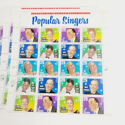 9 SHEETS - USPS STAMP COLLECTABLE POPULAR SINGERS .29 CENTS