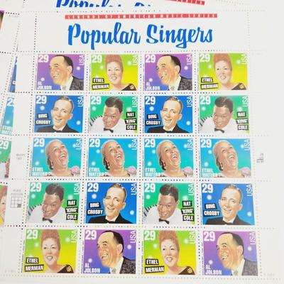 9 SHEETS - USPS STAMP COLLECTABLE POPULAR SINGERS .29 CENTS