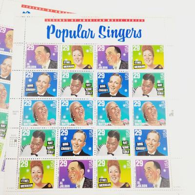 9 SHEETS - USPS STAMP COLLECTABLE POPULAR SINGERS .29 CENTS