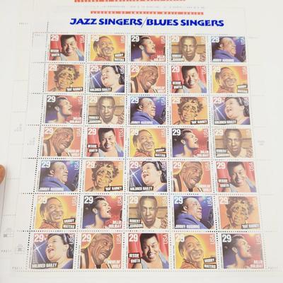 3 SHEETS - USPS STAMP COLLECTABLE JAZZ SINGERS / BLUES SINGER. 29 CENTS
