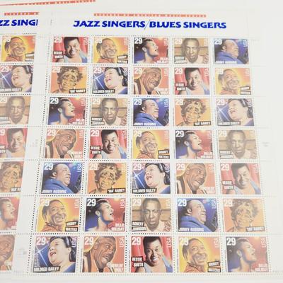 3 SHEETS - USPS STAMP COLLECTABLE JAZZ SINGERS / BLUES SINGER. 29 CENTS