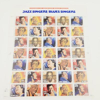 3 SHEETS - USPS STAMP COLLECTABLE JAZZ SINGERS / BLUES SINGER. 29 CENTS