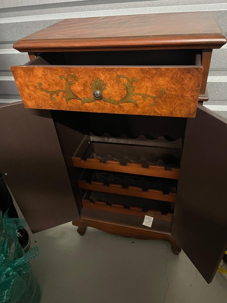 Vintage wine Has storage shelf on top of inside of and