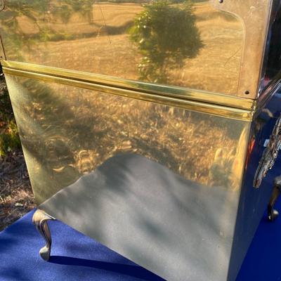 Mid Century Modern Campaign Style Brass clad Chest
