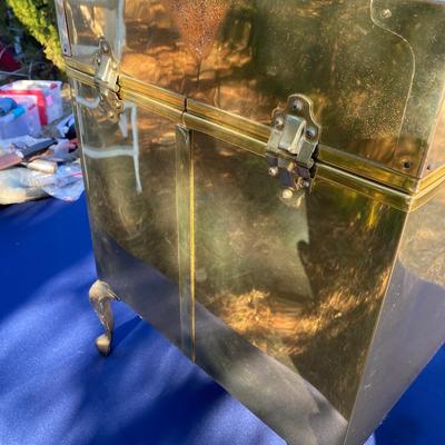 Mid Century Modern Campaign Style Brass clad Chest