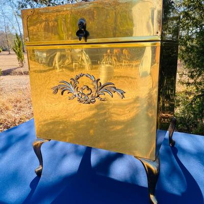 Mid Century Modern Campaign Style Brass clad Chest