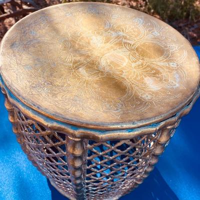 Vintage Hollywood Regency Brass Garden Stool