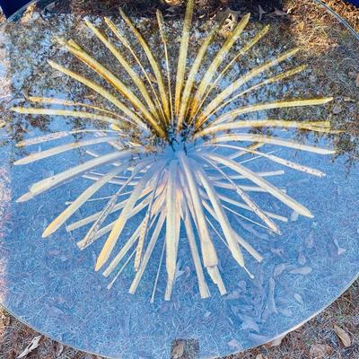 Hollywood Regency Style Sheaf Of Wheat Glass top Coffee Table