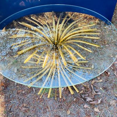 Hollywood Regency Style Sheaf Of Wheat Glass top Coffee Table