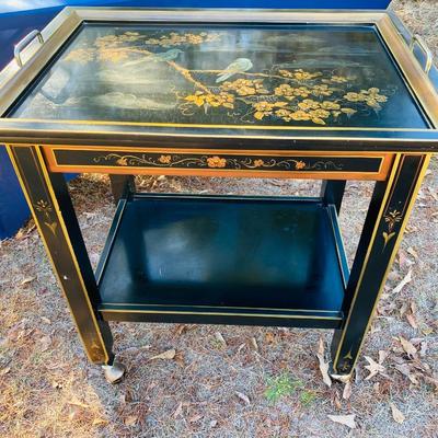 Vintage Chinoiserie Style Serving Cart